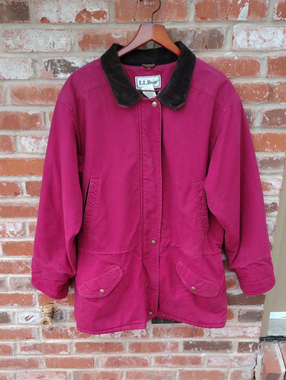 Vintage LL Bean Corduroy Sherpa Line Chore Barn Coat Jacket Size L 90s Cabincore